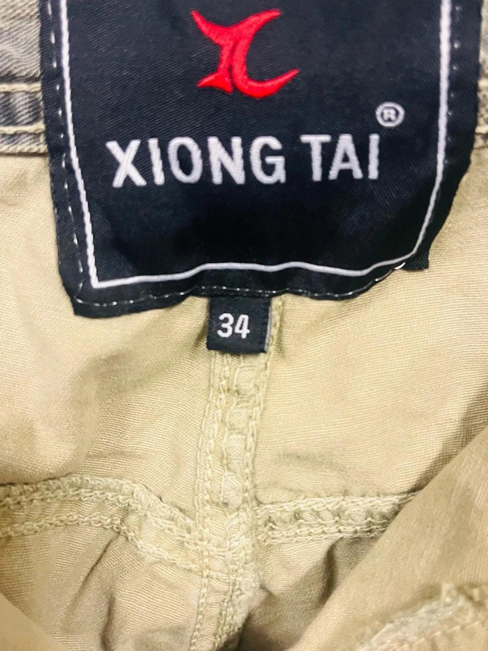 Khaki Cargo Shorts with Contrast Web Belt